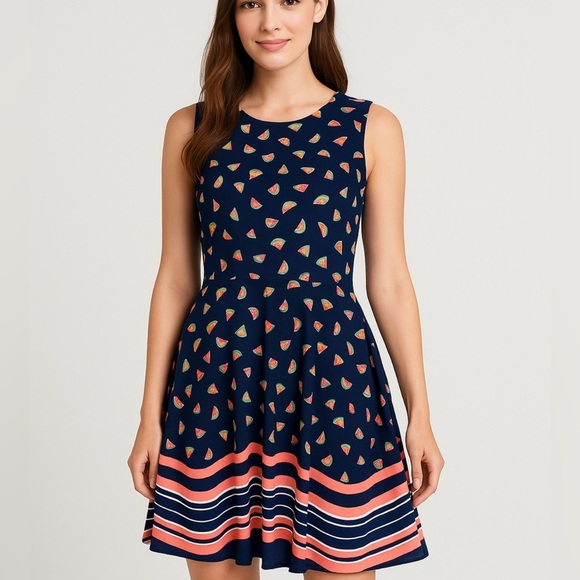 Maison Jules Watermelon Sleeveless Summer A- Line Dress Size M Fit/Flare - Picture 1 of 12